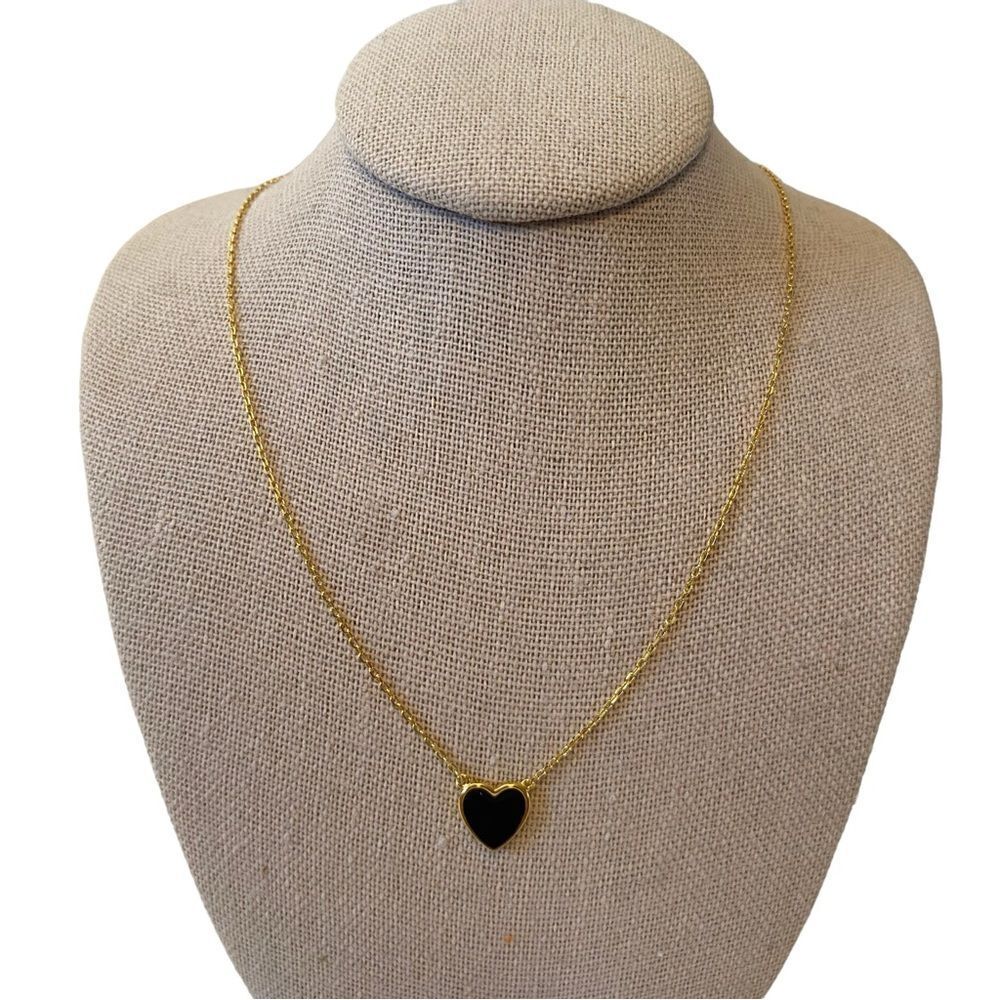 Rachel Zoe Beautiful & Delicate Sterling Silver Small Black Heart Necklace.
